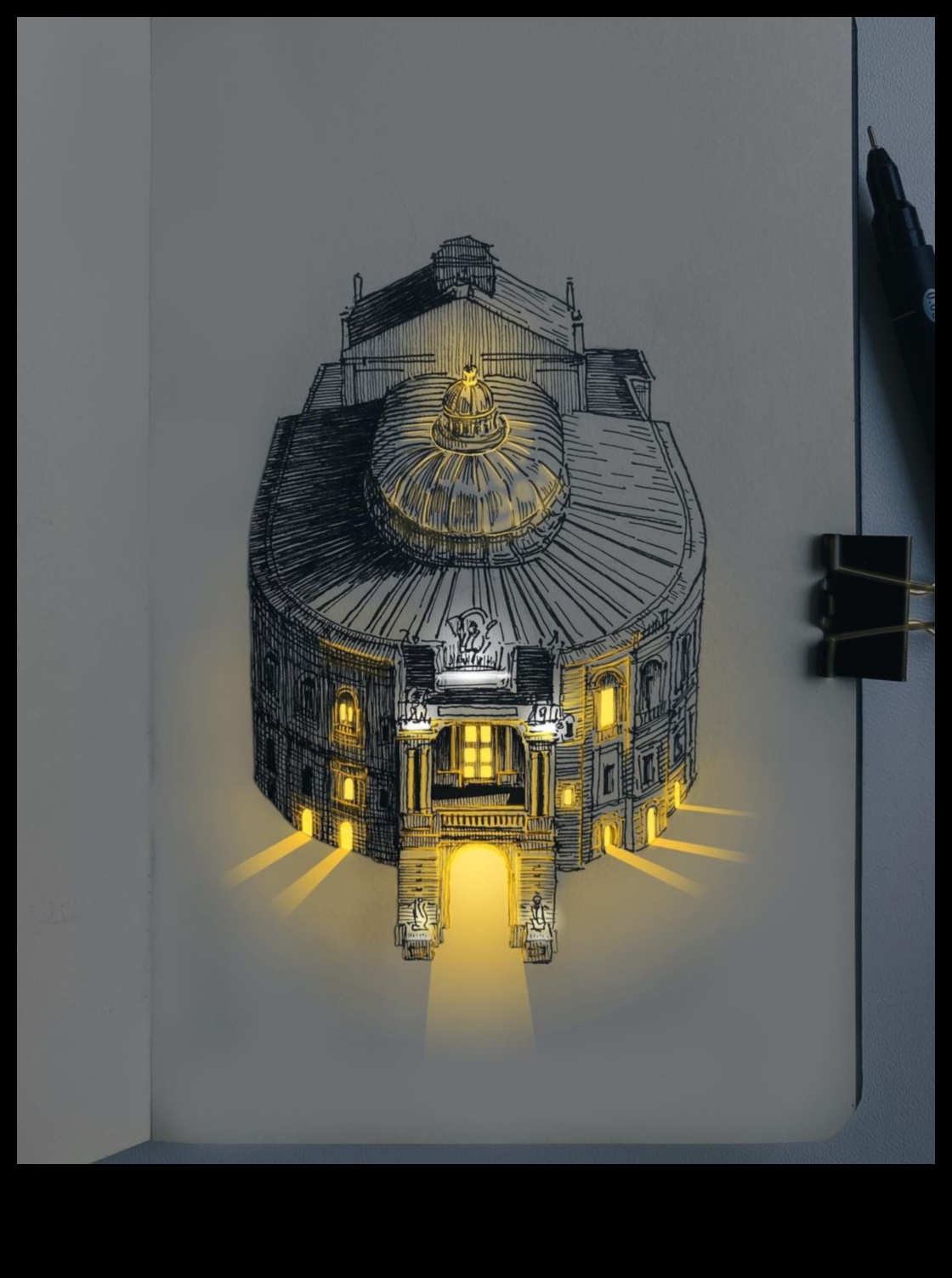 Apgaismojums ar tinti: izstaro starojošu dizainu